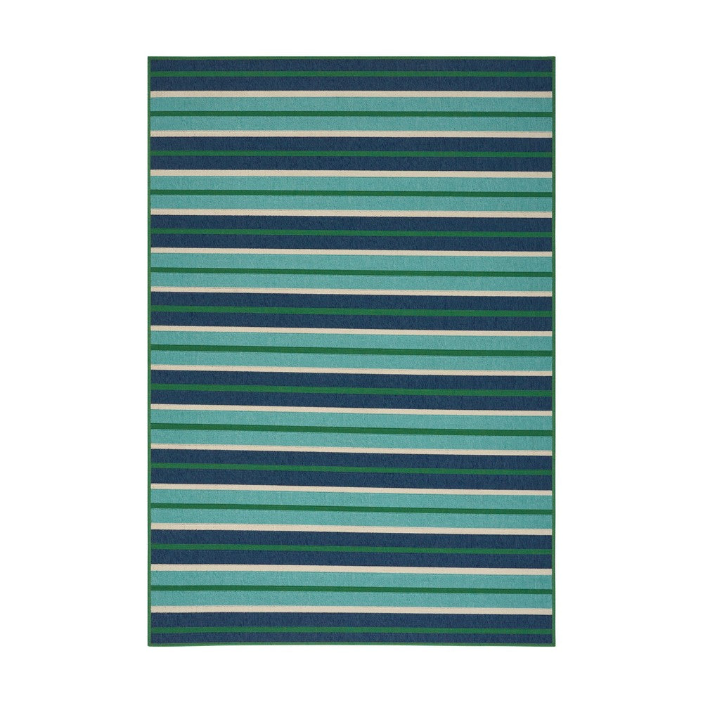 Dian 5 x 8 Outdoor Small Area Rug, Striped Pattern, Blue Green Woven -BM335177