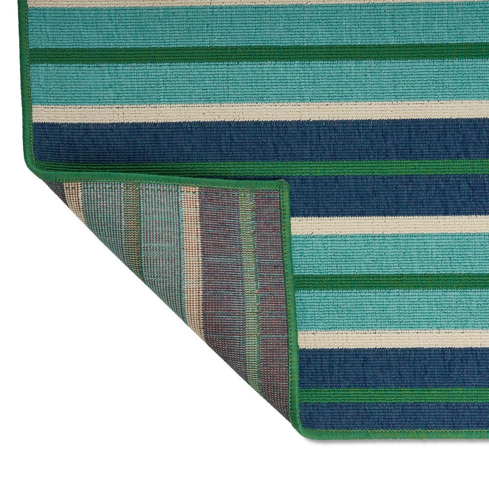 Dian 5 x 8 Outdoor Small Area Rug, Striped Pattern, Blue Green Woven -BM335177