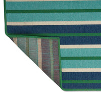 Dian 5 x 8 Outdoor Small Area Rug, Striped Pattern, Blue Green Woven -BM335177