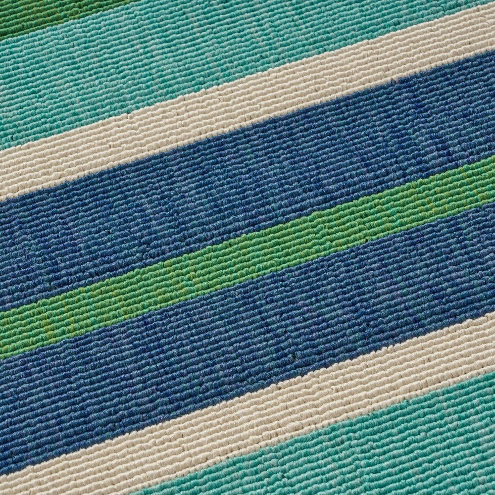 Dian 5 x 8 Outdoor Small Area Rug, Striped Pattern, Blue Green Woven -BM335177