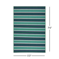 Dian 5 x 8 Outdoor Small Area Rug, Striped Pattern, Blue Green Woven -BM335177