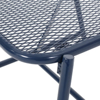Kery Outdoor Side End Table, 20 Inch Mesh Top, Navy Blue Sled Base -BM335179
