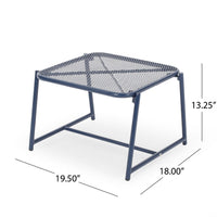 Kery Outdoor Side End Table, 20 Inch Mesh Top, Navy Blue Sled Base -BM335179
