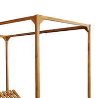 Yavi Outdoor Daybed Chaise, Adjustable Back, Brown Acacia Wood 79 Inch -BM335180