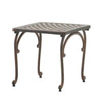 Lyra Outdoor Side End Table, Cabriole Legs, Brown Aluminium, 18 Inch -BM335181