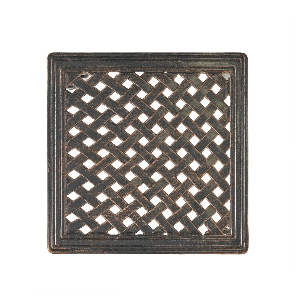 Lyra Outdoor Side End Table, Cabriole Legs, Brown Aluminium, 18 Inch -BM335181