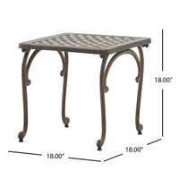 Lyra Outdoor Side End Table, Cabriole Legs, Brown Aluminium, 18 Inch -BM335181
