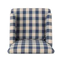 Lit Club Accent Chair with Turned Legs, Blue Black and Cream Fabric -BM335188