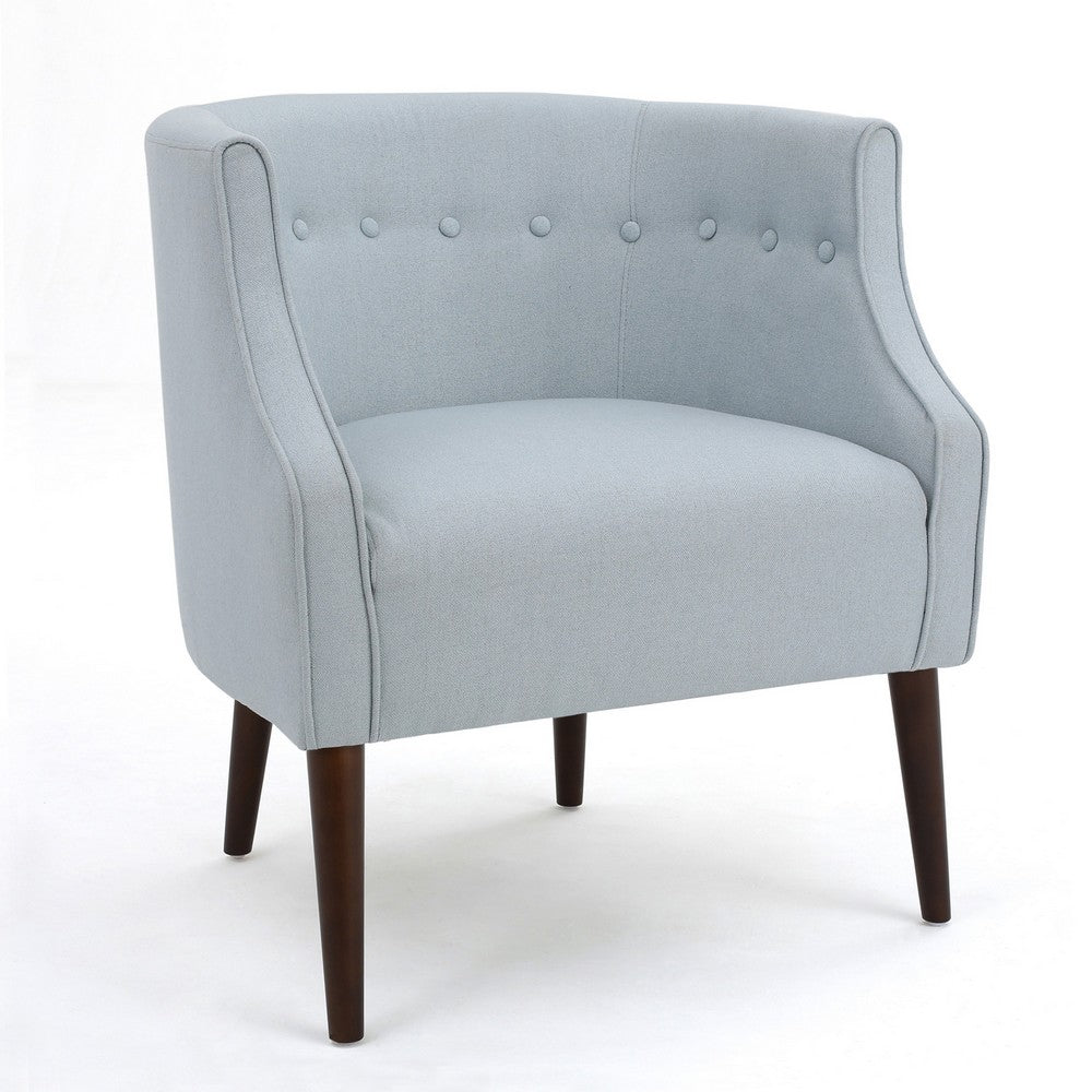 Fenny Accent Club Chair, Tapered Birch Wood Legs, Blue Button Tufted -BM335194