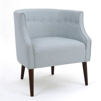 Fenny Accent Club Chair, Tapered Birch Wood Legs, Blue Button Tufted -BM335194