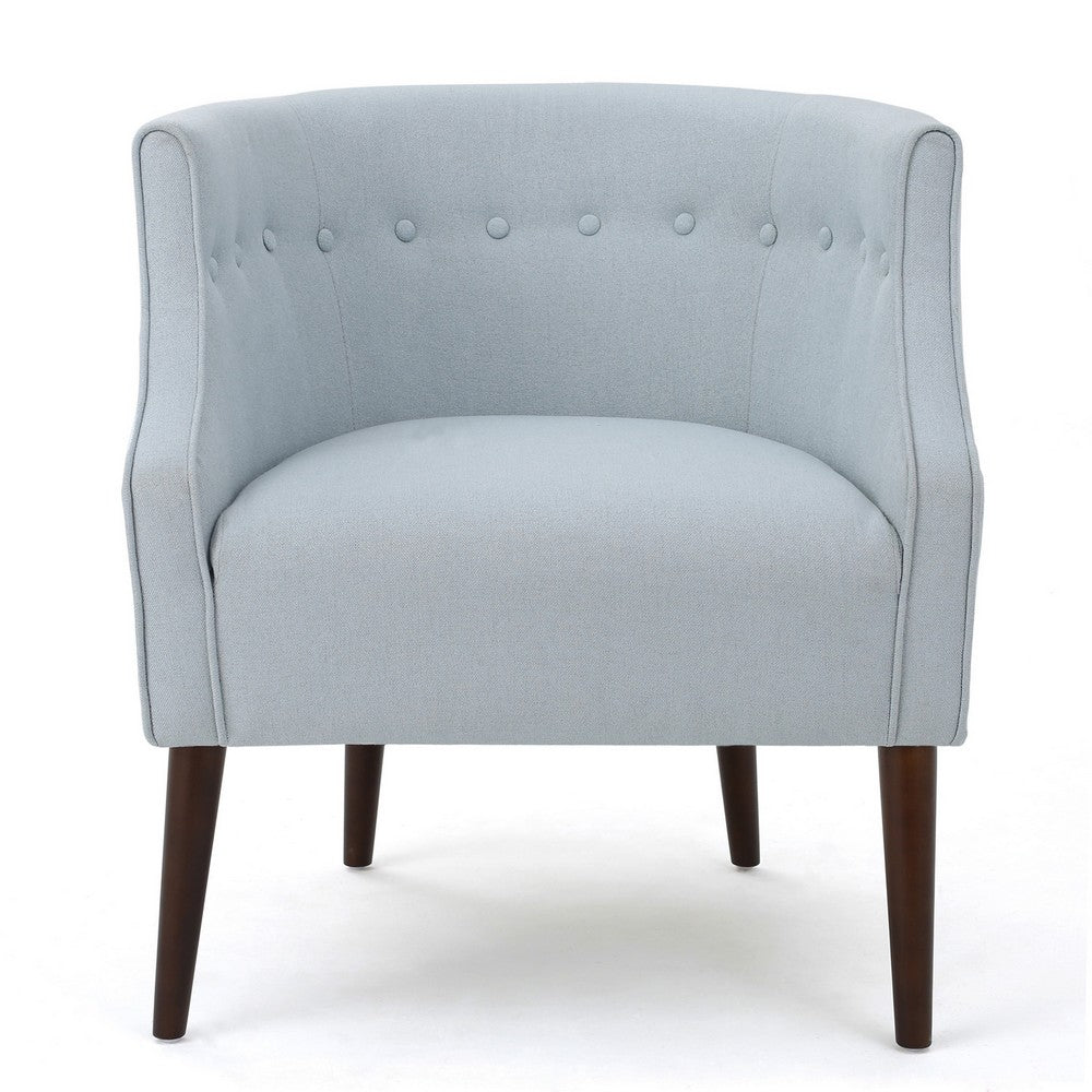 Fenny Accent Club Chair, Tapered Birch Wood Legs, Blue Button Tufted -BM335194