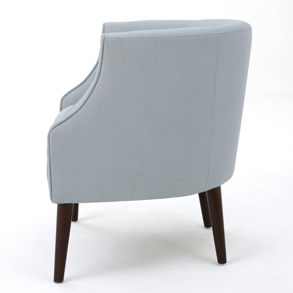 Fenny Accent Club Chair, Tapered Birch Wood Legs, Blue Button Tufted -BM335194