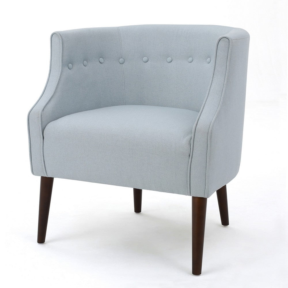 Fenny Accent Club Chair, Tapered Birch Wood Legs, Blue Button Tufted -BM335194