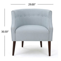 Fenny Accent Club Chair, Tapered Birch Wood Legs, Blue Button Tufted -BM335194