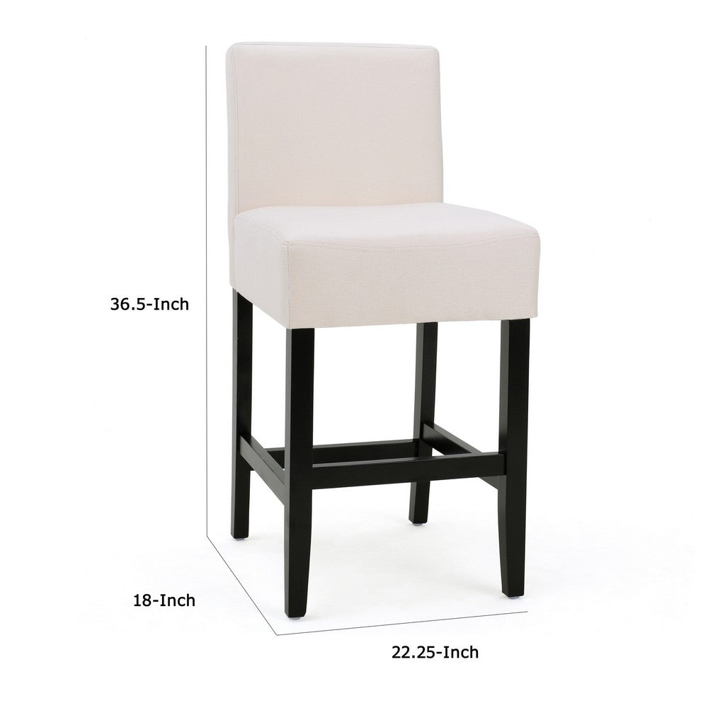 Kovey Counter Stool Chair Set of 2, Metal Kickplate, Beige Polyester -BM335210