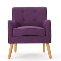 Felix Accent Armchair, Splayed Birch Wood Legs, Button Tufted Purple -BM335218