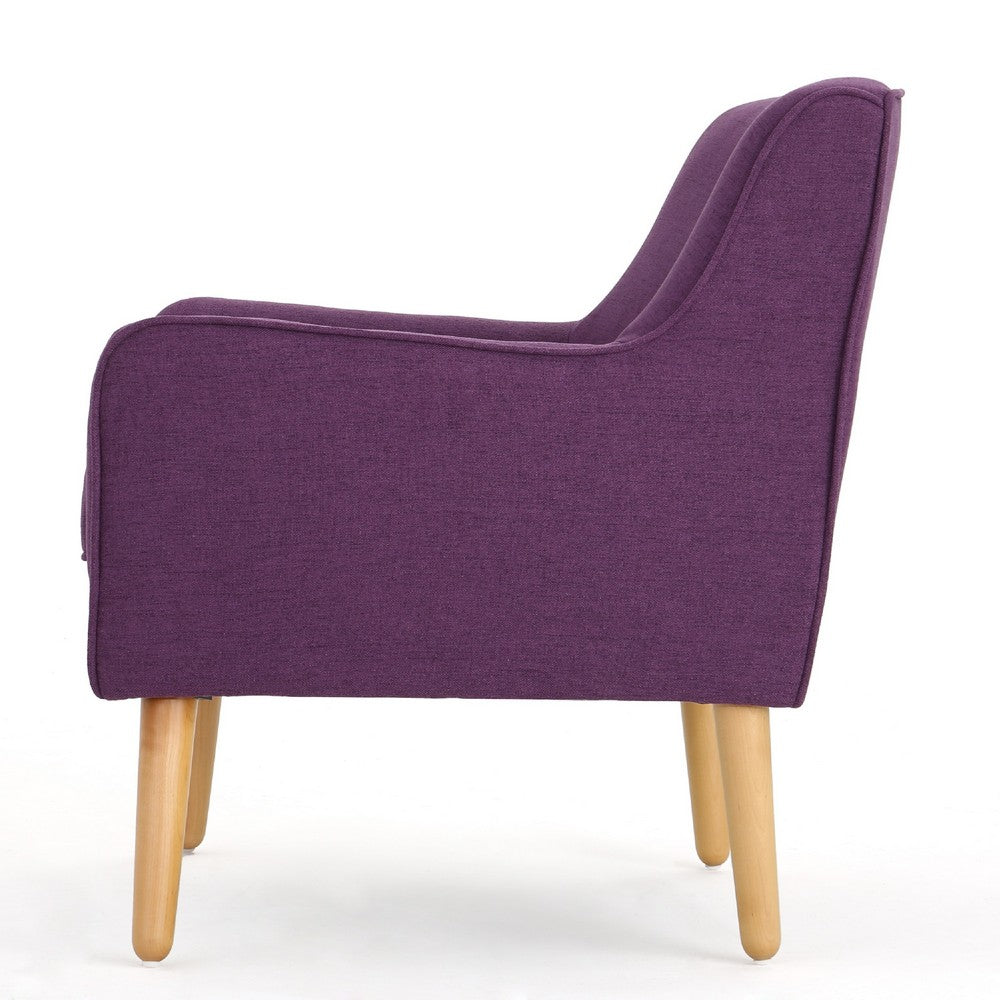 Felix Accent Armchair, Splayed Birch Wood Legs, Button Tufted Purple -BM335218