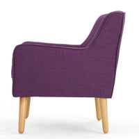 Felix Accent Armchair, Splayed Birch Wood Legs, Button Tufted Purple -BM335218