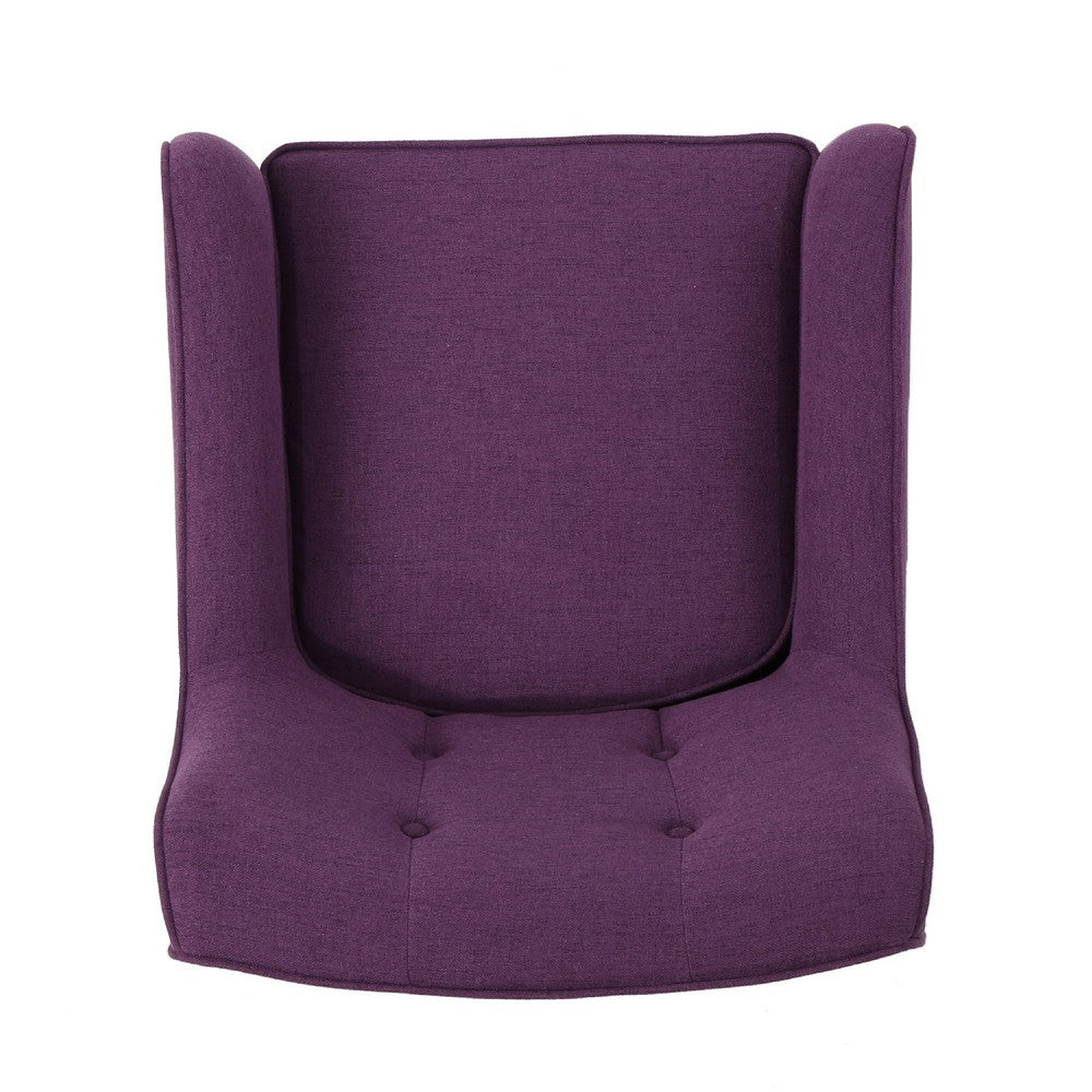 Felix Accent Armchair, Splayed Birch Wood Legs, Button Tufted Purple -BM335218