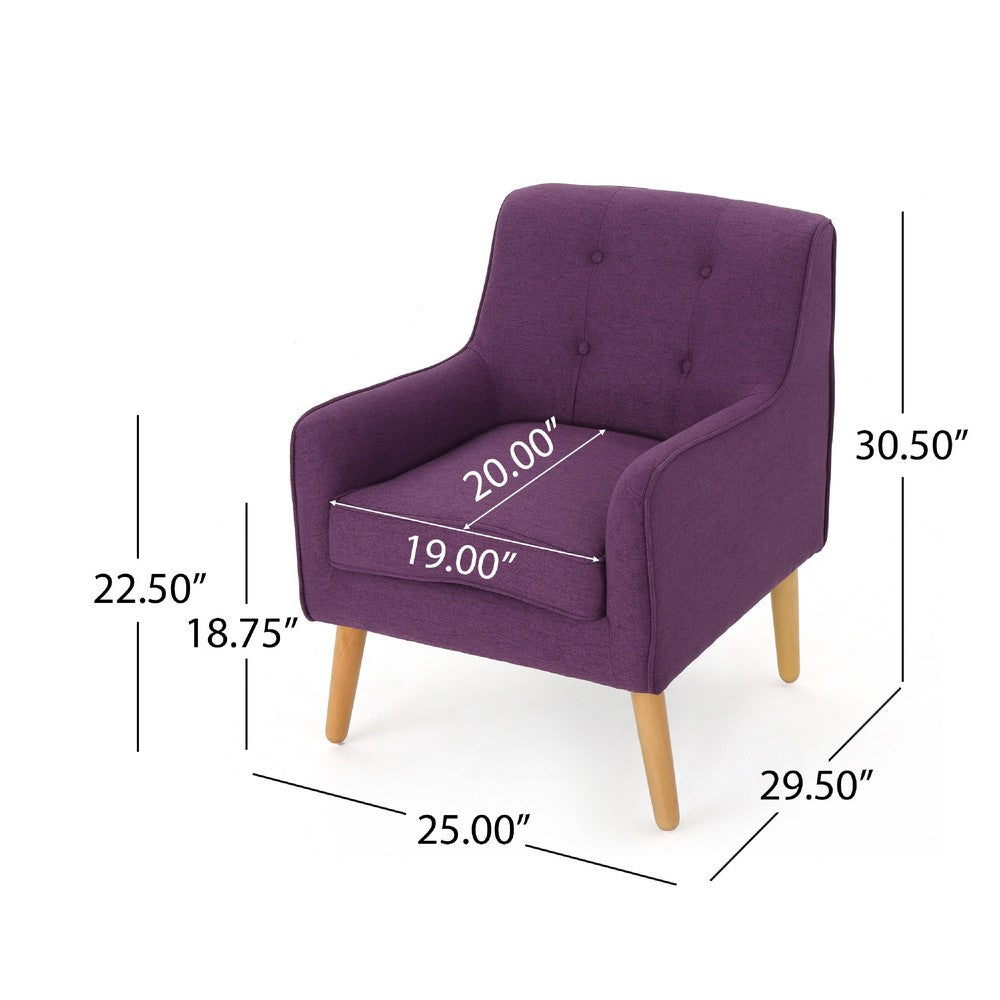 Felix Accent Armchair, Splayed Birch Wood Legs, Button Tufted Purple -BM335218