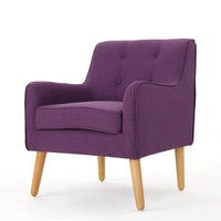 Felix Accent Armchair, Splayed Birch Wood Legs, Button Tufted Purple -BM335218