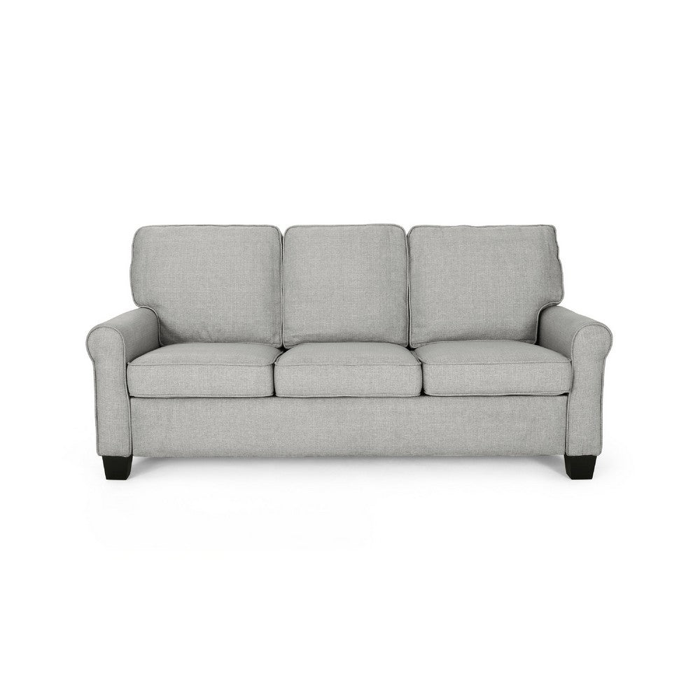 Danny 3 Seater Sofa, Modern Light Gray Fabric and Plush Seats, 76 Inch -BM335219