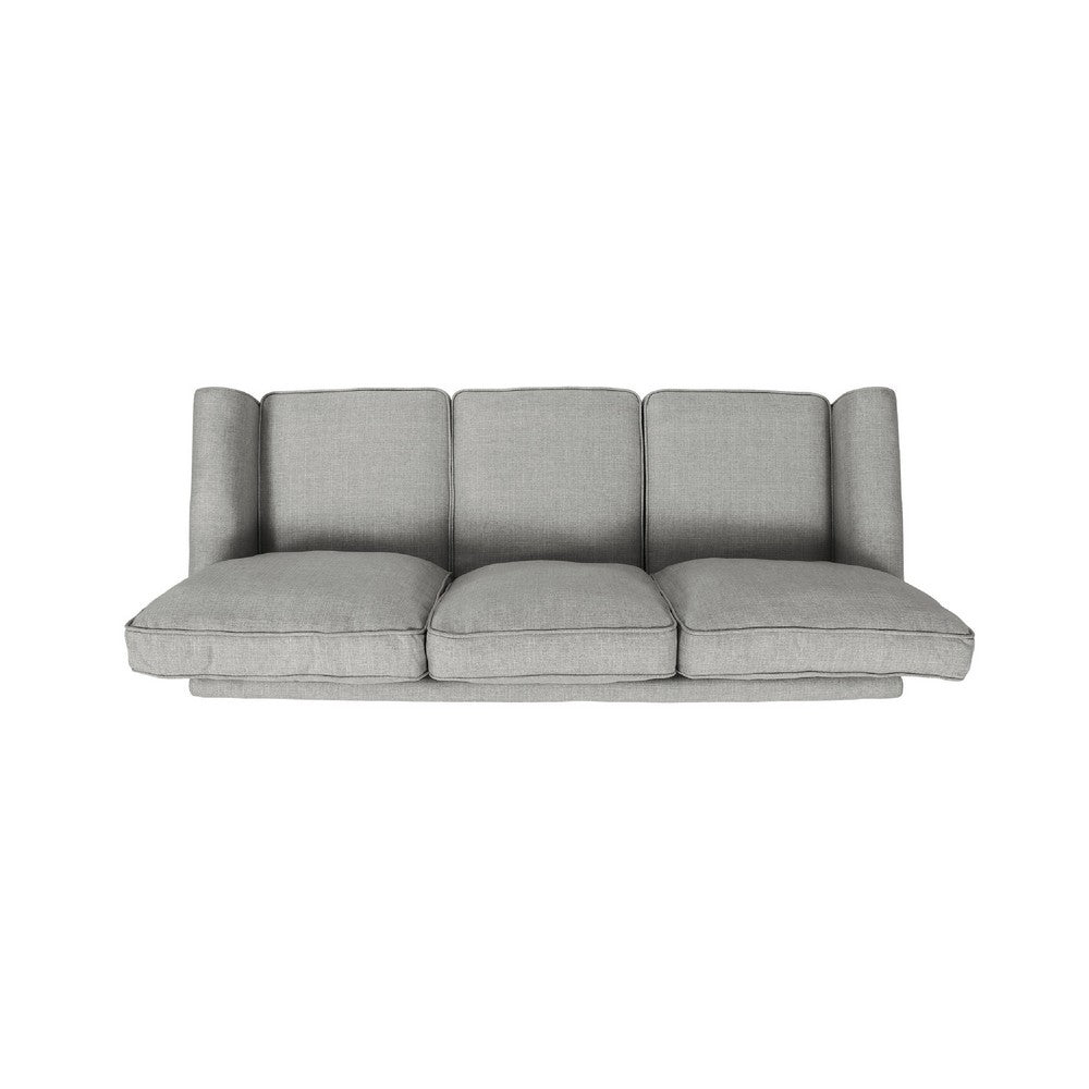Danny 3 Seater Sofa, Modern Light Gray Fabric and Plush Seats, 76 Inch -BM335219