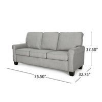 Danny 3 Seater Sofa, Modern Light Gray Fabric and Plush Seats, 76 Inch -BM335219