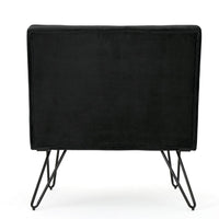 Ashley Armless Slipper Chair, Hairpin Legs, Black Button Tufted Velvet -BM335220
