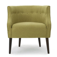 Fenny Accent Club Chair, Tapered Birch Wood Legs, Green Button Tufted -BM335221