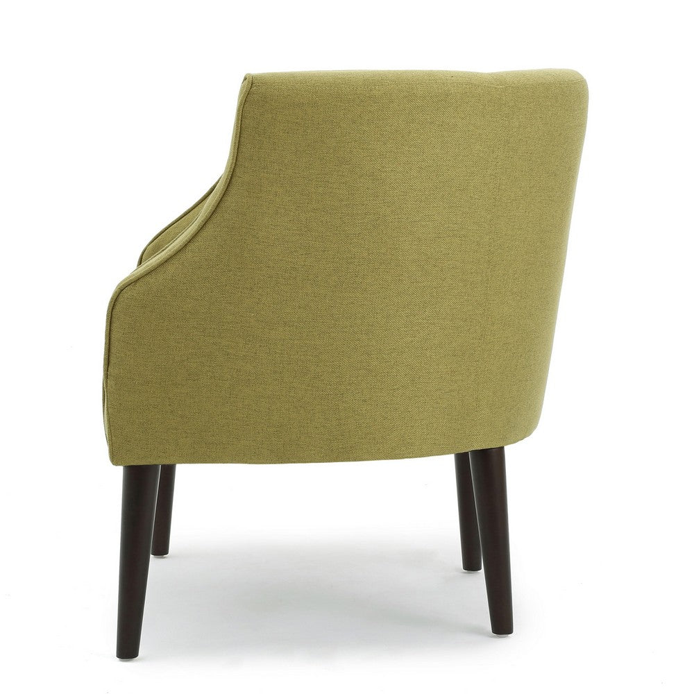 Fenny Accent Club Chair, Tapered Birch Wood Legs, Green Button Tufted -BM335221