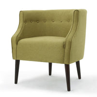 Fenny Accent Club Chair, Tapered Birch Wood Legs, Green Button Tufted -BM335221
