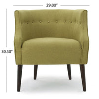 Fenny Accent Club Chair, Tapered Birch Wood Legs, Green Button Tufted -BM335221