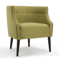 Fenny Accent Club Chair, Tapered Birch Wood Legs, Green Button Tufted -BM335221