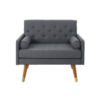 Javie Club Accent Chair, Splayed Rubberwood Legs, Button Tufted Gray -BM335222