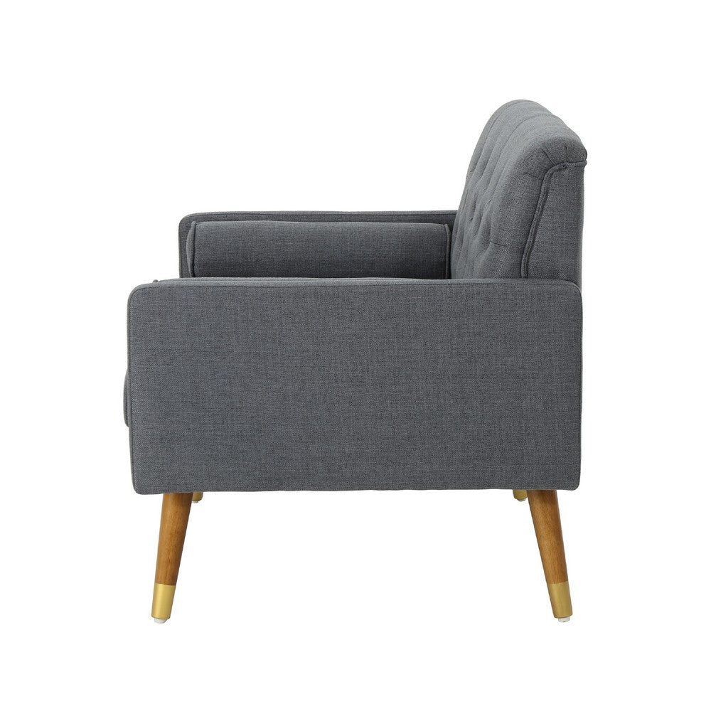 Javie Club Accent Chair, Splayed Rubberwood Legs, Button Tufted Gray -BM335222