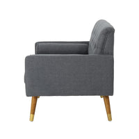 Javie Club Accent Chair, Splayed Rubberwood Legs, Button Tufted Gray -BM335222