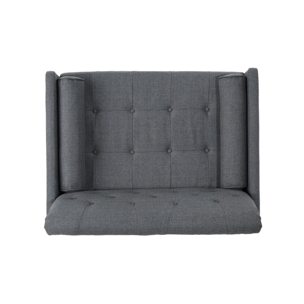Javie Club Accent Chair, Splayed Rubberwood Legs, Button Tufted Gray -BM335222