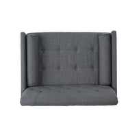 Javie Club Accent Chair, Splayed Rubberwood Legs, Button Tufted Gray -BM335222