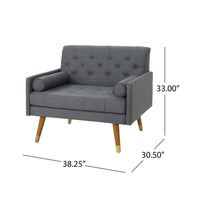 Javie Club Accent Chair, Splayed Rubberwood Legs, Button Tufted Gray -BM335222