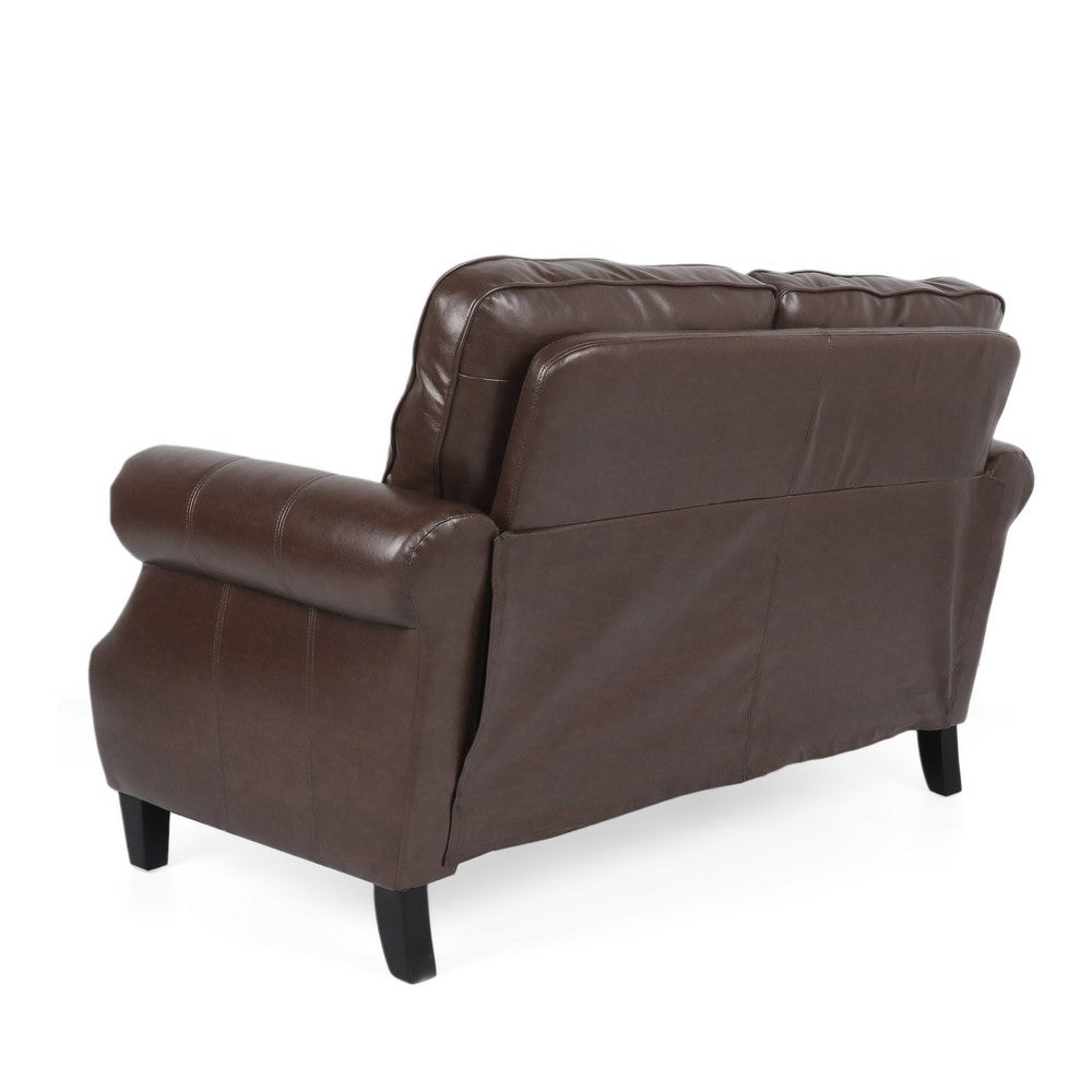 Zika Loveseat, Nailhead Trim Dark Brown Faux Leather, 59 Inch -BM335226