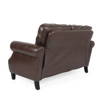 Zika Loveseat, Nailhead Trim Dark Brown Faux Leather, 59 Inch -BM335226