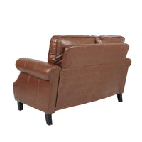 Zika Loveseat, Nailhead Trim Light Brown Faux Leather, 59 Inch -BM335227