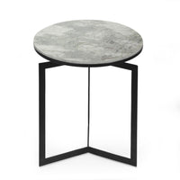 Rimie Accent Table, Open Black Metal Frame, 17 Inch White Marble Top -BM335229
