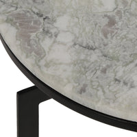 Rimie Accent Table, Open Black Metal Frame, 17 Inch White Marble Top -BM335229