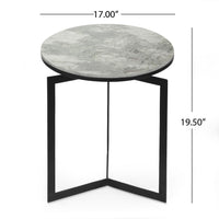Rimie Accent Table, Open Black Metal Frame, 17 Inch White Marble Top -BM335229