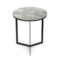 Rimie Accent Table, Open Black Metal Frame, 17 Inch White Marble Top -BM335229