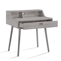 Modern Study Desk w Drawer and 2 Small Cubbies, 35 Inch Oak Gray Wood -BM335255