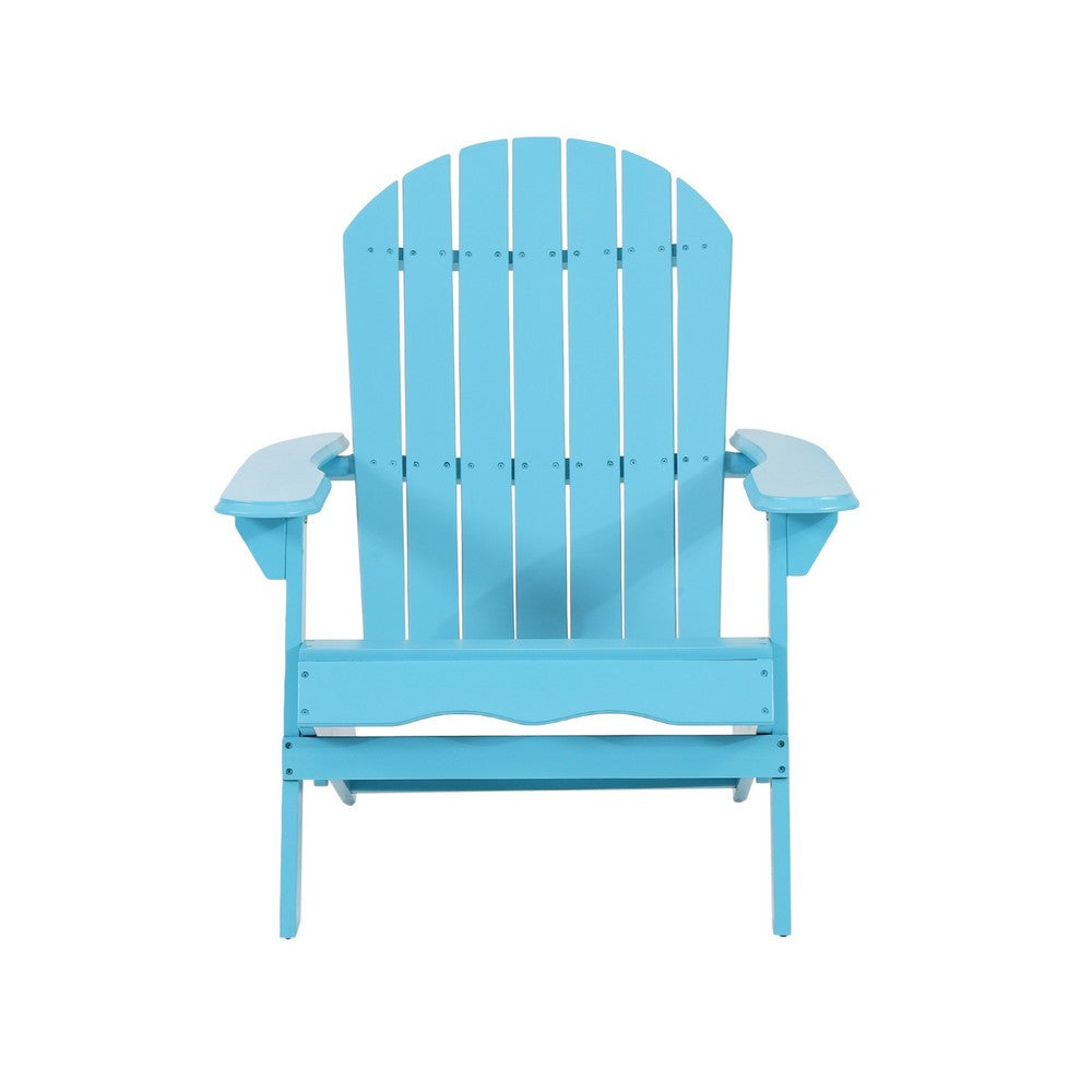 Outdoor Adirondack Chair, Slatted Back, Blue Foldable Wood Frame -BM335263