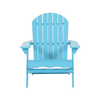 Outdoor Adirondack Chair, Slatted Back, Blue Foldable Wood Frame -BM335263